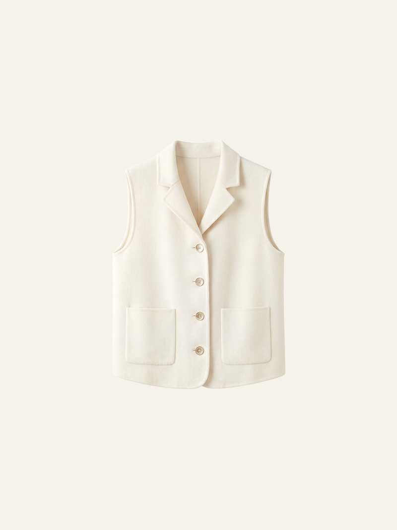 Ivory Cashmere Sleeveless Jacket