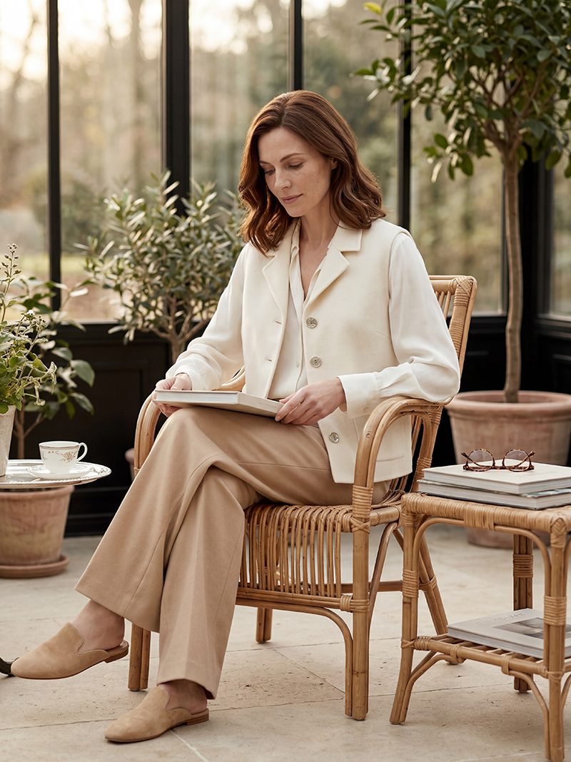 Ivory Cashmere Sleeveless Jacket