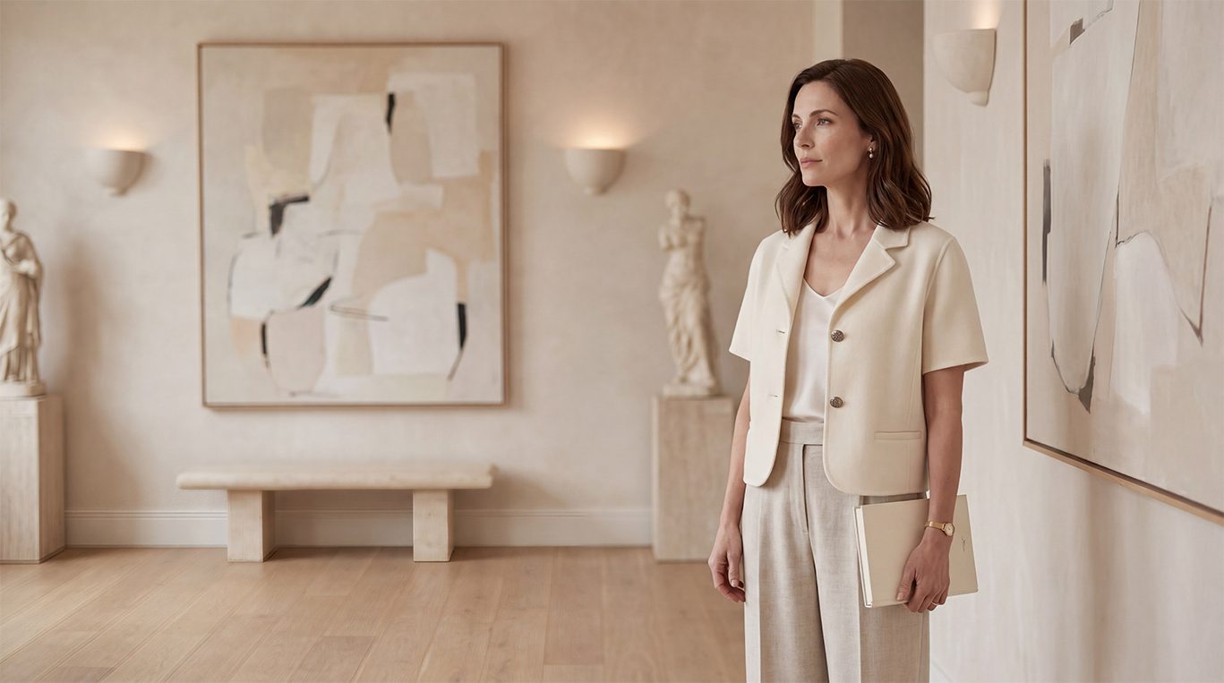 Ivory Short-Sleeve Cashmere Jacket