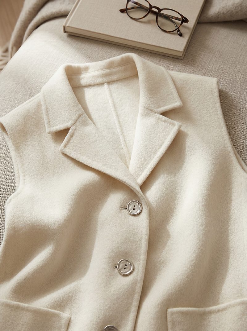 Ivory Cashmere Sleeveless Jacket